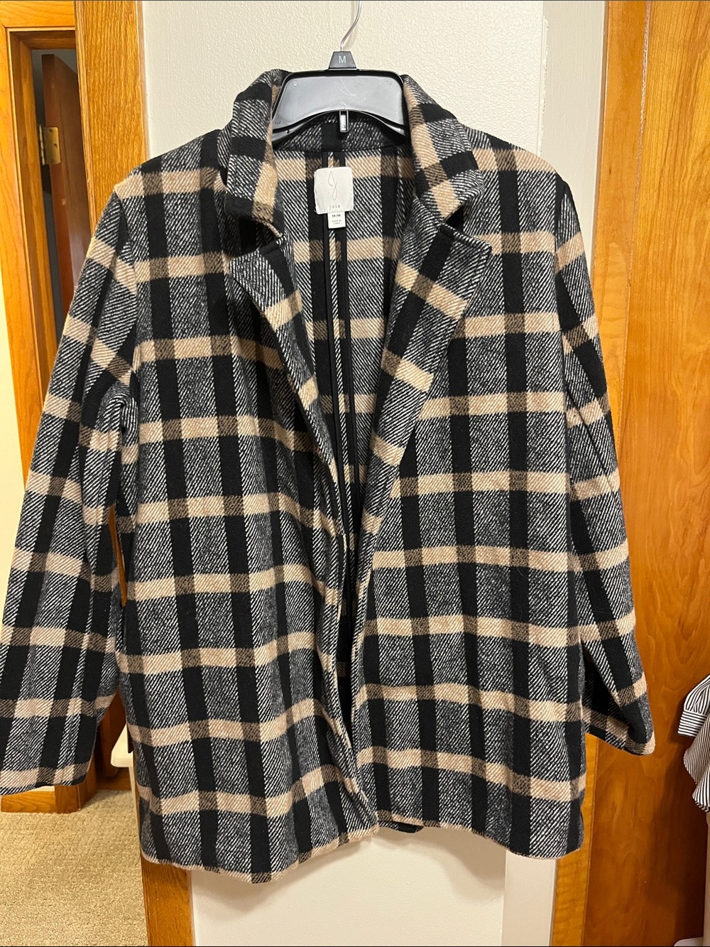 Jolie Black and Tan Plaid Coat